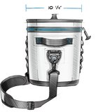 Yeti Hopper Flip 18 Personal Cooler - A white cooler with a black lid and handle, featuring a blue zipper and a small logo on the front.