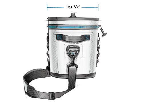 Yeti Hopper Flip 18 Personal Cooler - A white cooler with a black lid and handle, featuring a blue zipper and a small logo on the front.