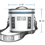 Yeti Hopper Flip 8 Personal Cooler - A white cooler with a handle on top and two gray buttons on the front.