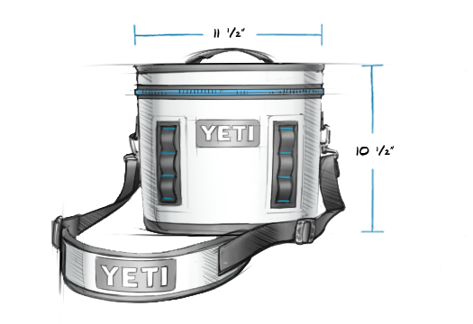 Yeti Hopper Flip 8 Personal Cooler - A white cooler with a handle on top and two gray buttons on the front.