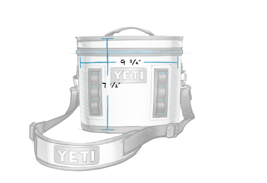 Yeti Hopper Flip 8 Personal Cooler - A white cooler with a handle on top and two gray buttons on either side of the front.