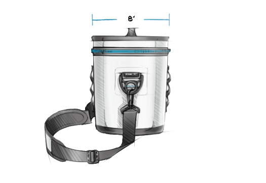 Yeti Hopper Flip 8 Personal Cooler - A white cooler with a black handle and zipper, featuring a blue stripe on its top edge.