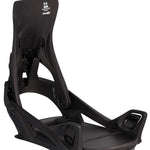 Flux DS Step On® Snowboard Bindings 2024 - Black bindings with white lettering on top plate and straps.