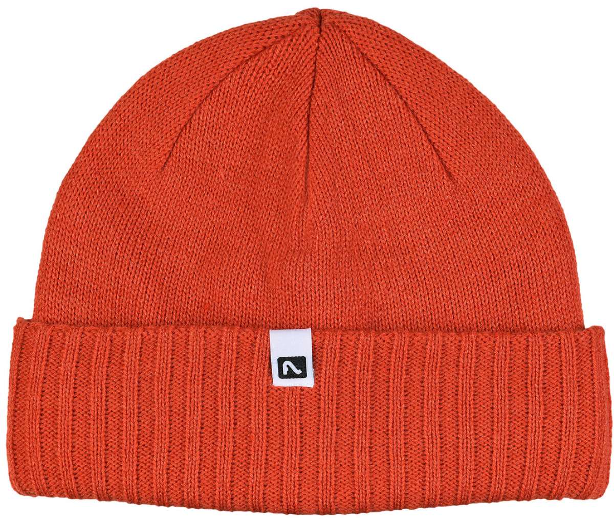 Flylow Forecaster Beanie 2023 - A coral-colored beanie with a folded cuff and a small black logo on the front.