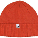 Flylow Forecaster Beanie 2023 - A coral-colored beanie with a folded cuff and a small black logo on the front.
