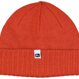Flylow Forecaster Beanie 2023 - A coral-colored beanie with a folded cuff and a small black logo on the front.