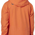 Flylow Knight Shell Jacket - A burnt orange jacket with a black zipper and black trim around the hood.