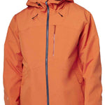 Flylow Knight Shell Jacket 2024 - A burnt orange jacket with a black zipper and black drawstrings on the hood.