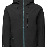 Flylow Lab Coat Shell Jacket 2022 - A black jacket with a white zipper and two zippered chest pockets.