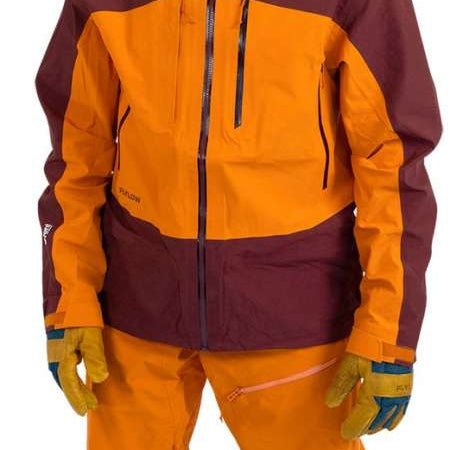 Flylow Lab Coat Shell Jacket - A black jacket with a white logo on the left chest and a white zipper pull.