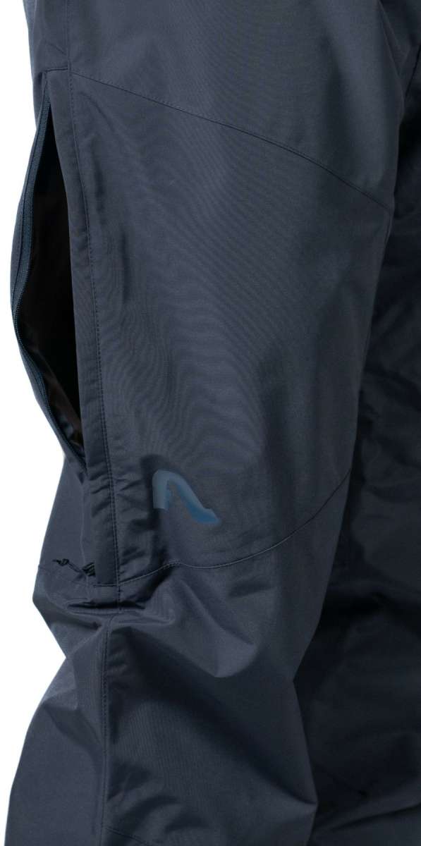 Flylow Patrol Shell Pant - Black pants with diagonal striped pattern on left leg, black hardware and zipper fly.