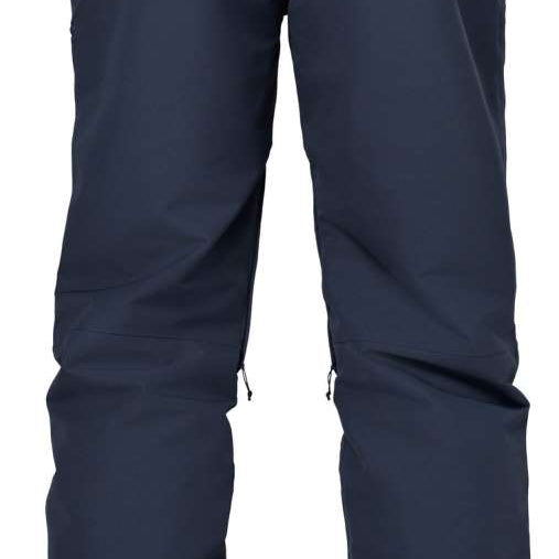 Flylow Patrol Shell Pant - Dark blue shell pant with diagonal zippered pockets on each thigh and a black zipper fly.