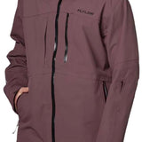Flylow Quantum Pro Shell Jacket 2024 - A dusty rose-colored jacket with a black zipper and Flylow logo on the left chest.