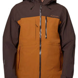 Flylow Quantum Pro Shell Jacket 2024 - A brown jacket with a black zipper and two zippered pockets on the front.