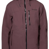Flylow Quantum Pro Shell Jacket 2024 - A dusty rose-colored jacket with a black zipper and Flylow logo on the left chest.
