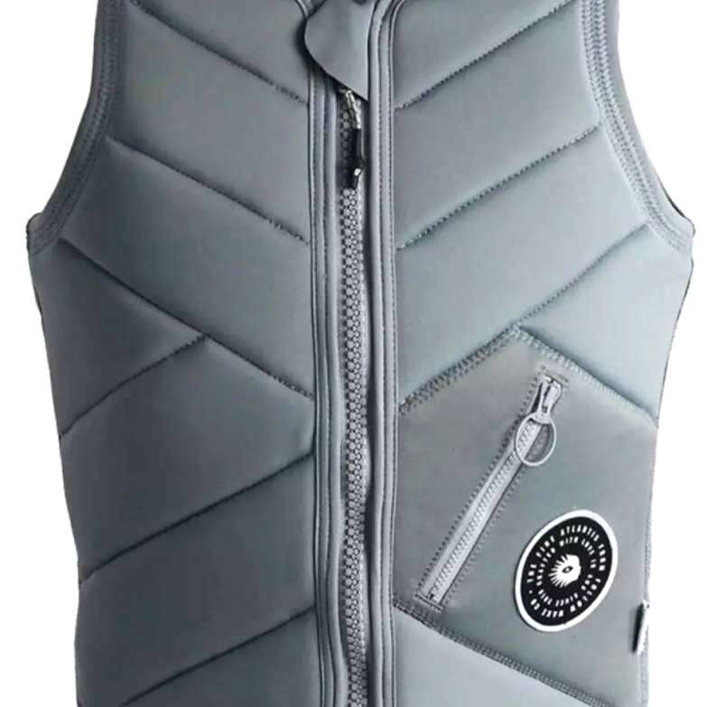 Follow Women's Atlantis Impact Vest 2023 - A gray vest with a zipper down the front and a small logo on the left side.
