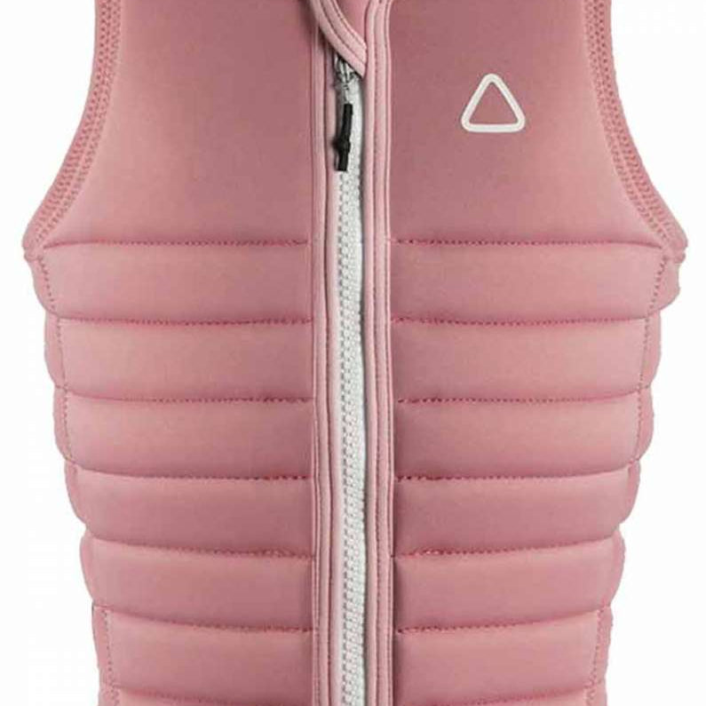 Follow Women's Primary Impact Vest 2023 - A pink vest with a white zipper and a triangular logo on the upper right side.