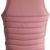 Follow Women's Primary Impact Vest 2023 - A pink vest with a white logo on the upper back and a small tag on the lower left side.