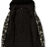Volcom Women's Aris Insulated Gore Jacket 2021 - A black insulated jacket with a hood, featuring a quilted pattern and a zippered front.