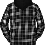 Volcom Women's Aris Insulated Gore Jacket 2021 - A black and white plaid jacket with a hood, featuring a zippered front and two side pockets.