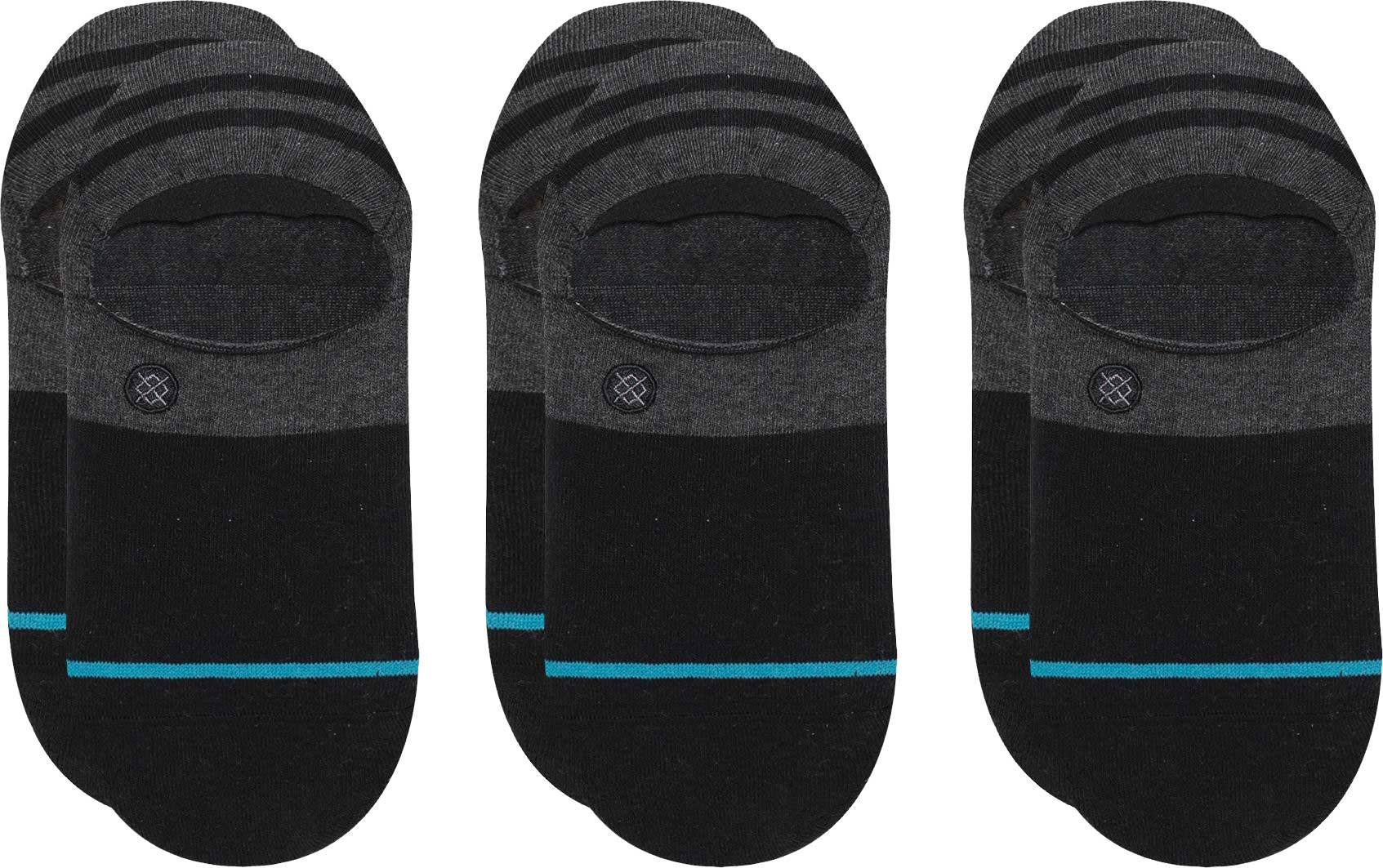 Stance Men's Gamut 2 3-Pack No Show Socks - Black socks with a blue stripe at the top.