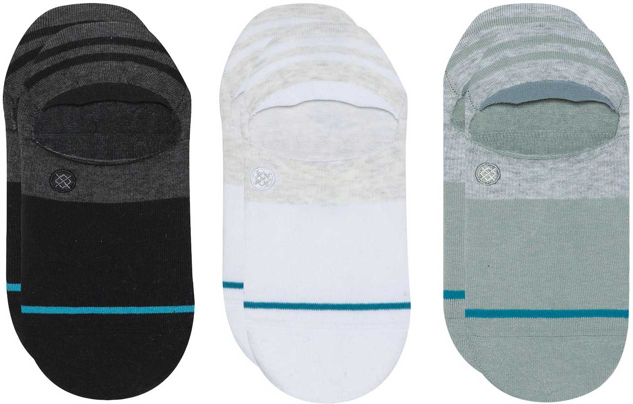 Stance Men's Gamut 2 3-Pack No Show Socks - A set of three no-show socks in a light gray color with a subtle pattern and a smooth texture.