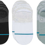 Stance Men's Gamut 2 3-Pack No Show Socks - A set of three no-show socks in a light gray color with a subtle pattern and a smooth texture.