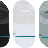 Stance Men's Gamut 2 3-Pack No Show Socks - A set of three no-show socks in a light gray color with a subtle pattern and a smooth texture.