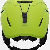 Giro Junior's Neo MIPS Helmet 2024 - Lime green helmet with a black chin strap and white logo on the side.