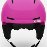 Giro Junior's Neo MIPS Helmet 2024 - A pink helmet with a black chin strap and white lettering on the side.