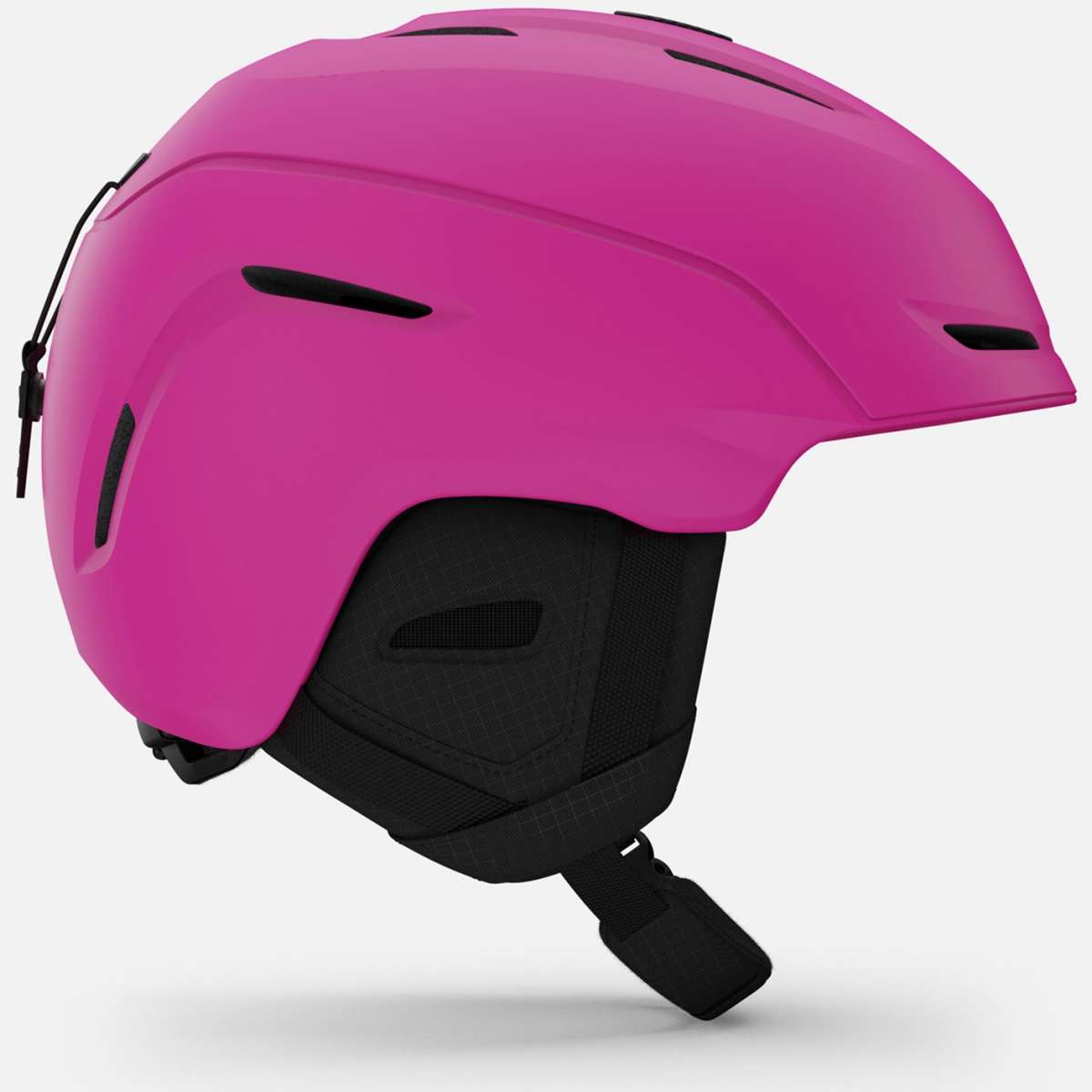 Giro Junior's Neo MIPS Helmet 2024 - A pink helmet with a black chin strap and white logo on the side.