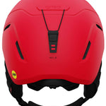 Giro Junior's Neo MIPS Helmet 2024 - A matte black helmet with a white logo on the front and a red stripe on the side.