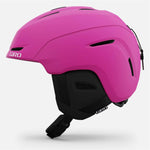 Giro Junior's Neo MIPS Helmet 2024 - A pink helmet with a white logo on the front and black straps in the back.