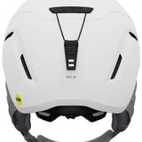 Giro Junior's Neo MIPS Helmet 2024 - A white helmet with a black strap and buckle on top, featuring a gray logo on the side.
