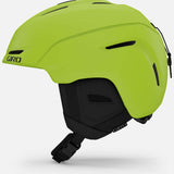 Giro Junior's Neo MIPS Helmet 2024 - A lime green helmet with a black chin strap and ventilation holes on top.