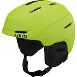 Giro Junior's Neo MIPS Helmet 2024 - A lime green helmet with a black chin strap and ventilation holes on top.
