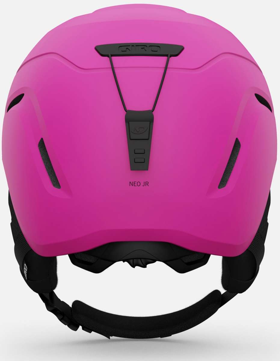 Giro Junior's Neo MIPS Helmet 2024 - A matte black helmet with a sleek, aerodynamic design and a prominent white logo on the front.