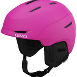 Giro Junior's Neo MIPS Helmet 2024 - A pink helmet with a white logo on the front and black straps.