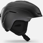 Giro Junior's Neo MIPS Helmet 2024 - A black helmet with a white stripe on the side, featuring a sleek design and a prominent MIPS label.