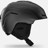 Giro Junior's Neo MIPS Helmet 2024 - A black helmet with a white stripe on the side, featuring a sleek design and a prominent MIPS label.