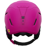 Giro Women's Avera MIPS Helmet 2023 - A pink helmet with a black strap and a yellow sticker on the left side.