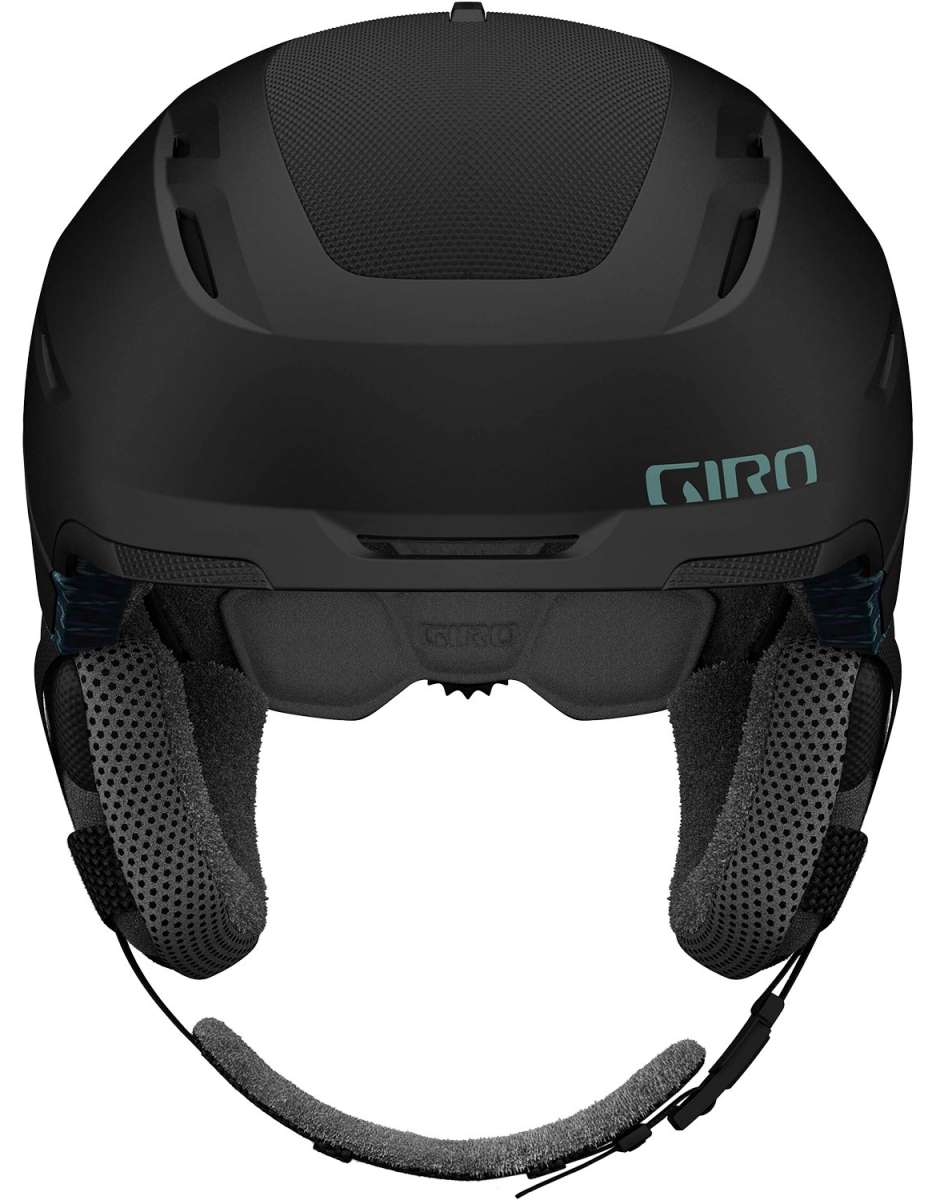 Giro Women's Tenaya Spherical Helmet 2024 - A matte black helmet with a subtle blue logo on the front and side vents.