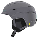 Giro Women's Tenaya Spherical Helmet 2024 - A gray helmet with a matte finish and a small, round yellow sticker on the back that says "Mips" in black letters.