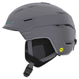 Giro Women's Tenaya Spherical Helmet 2024 - A gray helmet with a matte finish and a small, round yellow sticker on the back that says "Mips" in black letters.