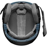 Giro Women's Tenaya Spherical Helmet 2024 - A predominantly black helmet with a geometric pattern of teal, purple, and white accents on top.