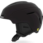 Giro Neo MIPS Helmet 2022-2023 - A matte black helmet with a white logo on the side and a chin strap.