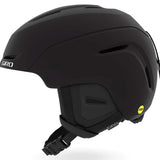 Giro Neo MIPS Helmet 2022-2023 - A matte black helmet with a white logo on the side and a chin strap.