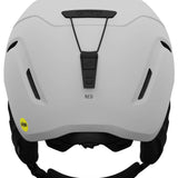 Giro Neo MIPS Helmet 2024 - A white helmet with a black strap at the back and a yellow sticker on the left side.