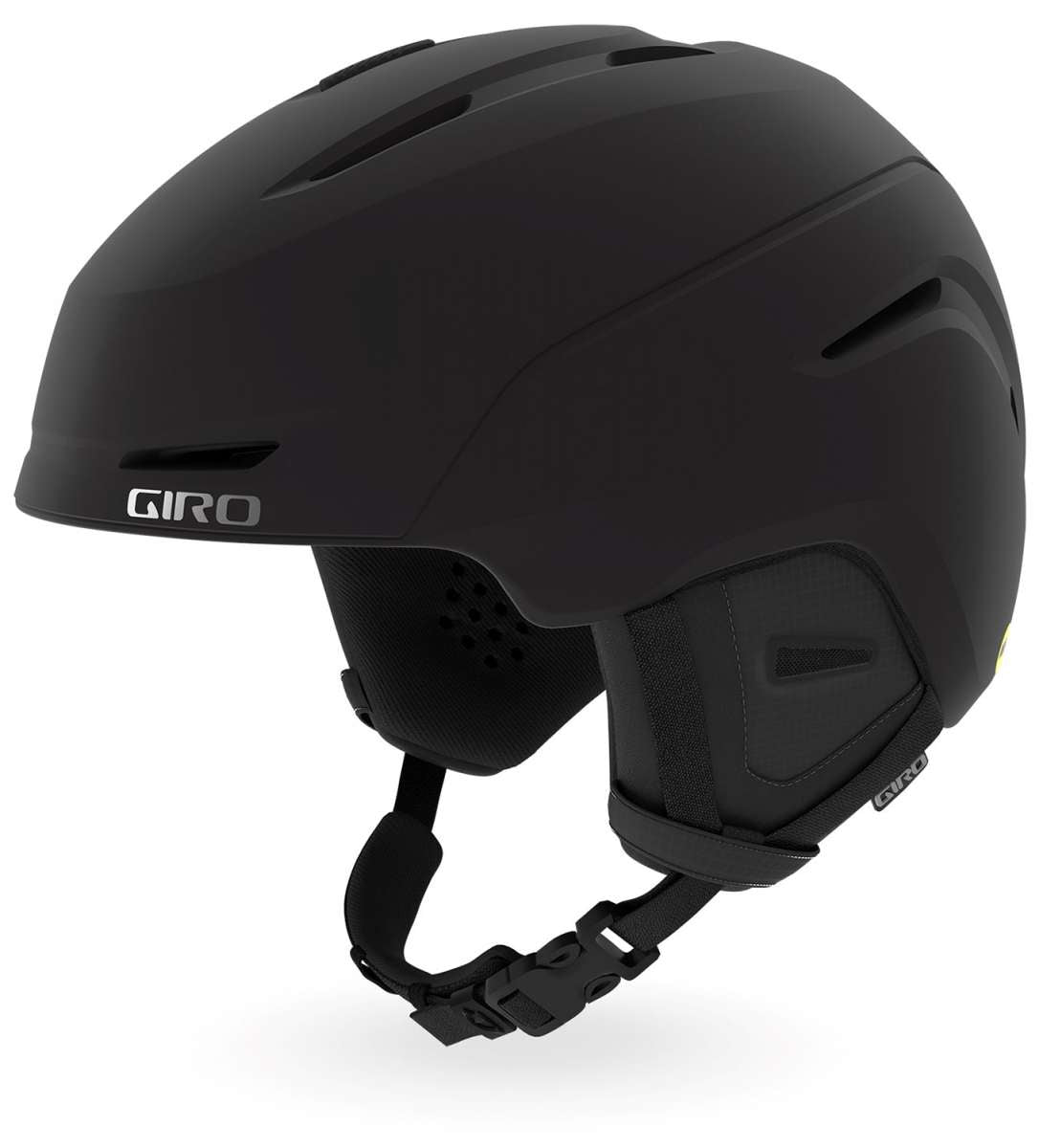 Giro Neo MIPS Helmet 2024 - A matte black helmet with a sleek, aerodynamic design and ventilation holes on top.