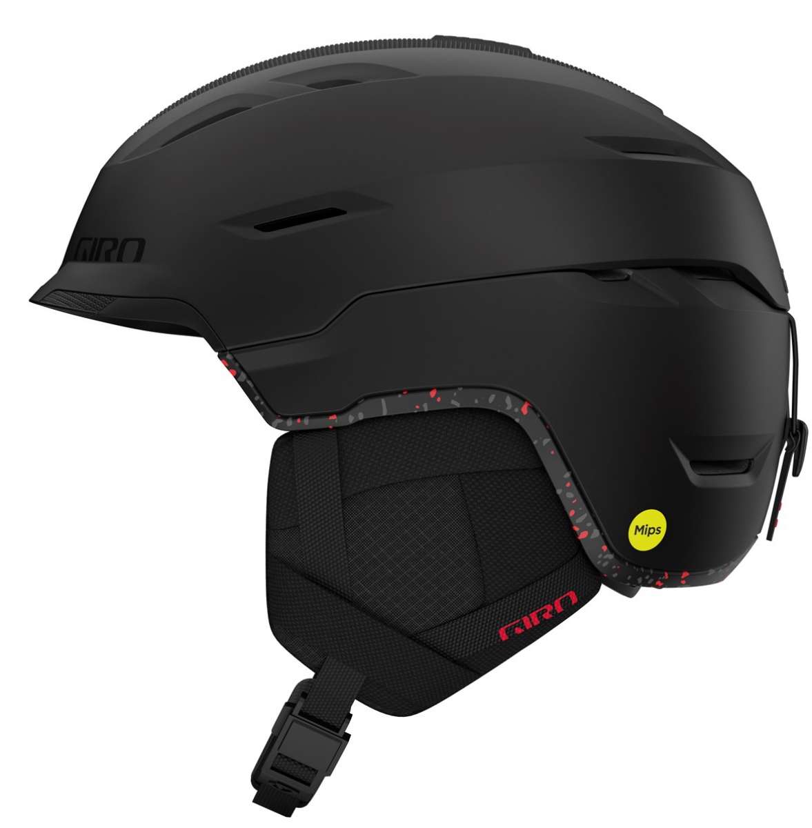 Giro Tor Spherical Helmet 2023 - A matte black helmet with a subtle red logo on the side and a sleek, aerodynamic design.